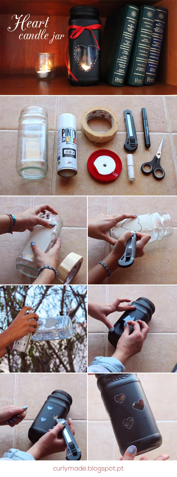 DIY Valentine's Day Heart Candle Jar