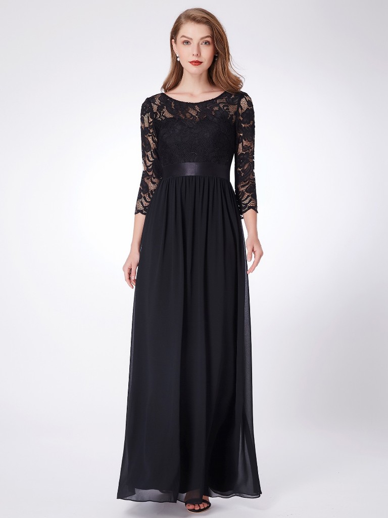 Floor length black dress